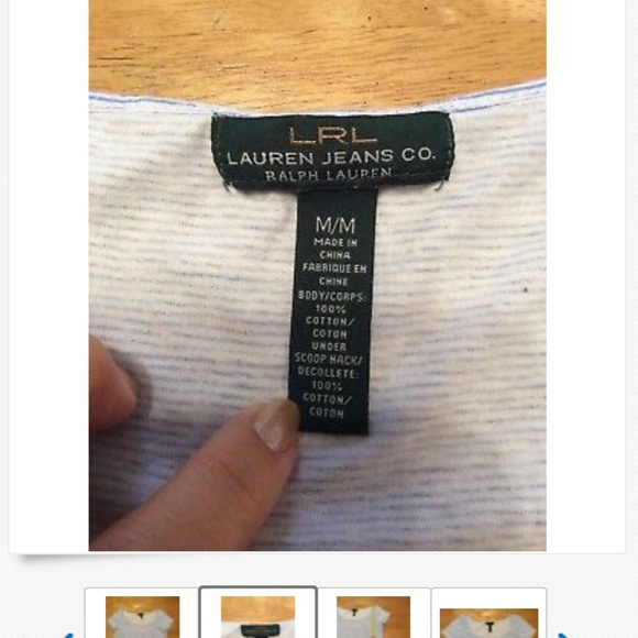 LRL RALPH LAUREN JEANS CO Blue White Tee TOP M - Picture 6 of 9